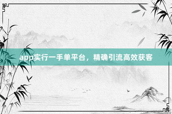app实行一手单平台,精确引流高效获客
